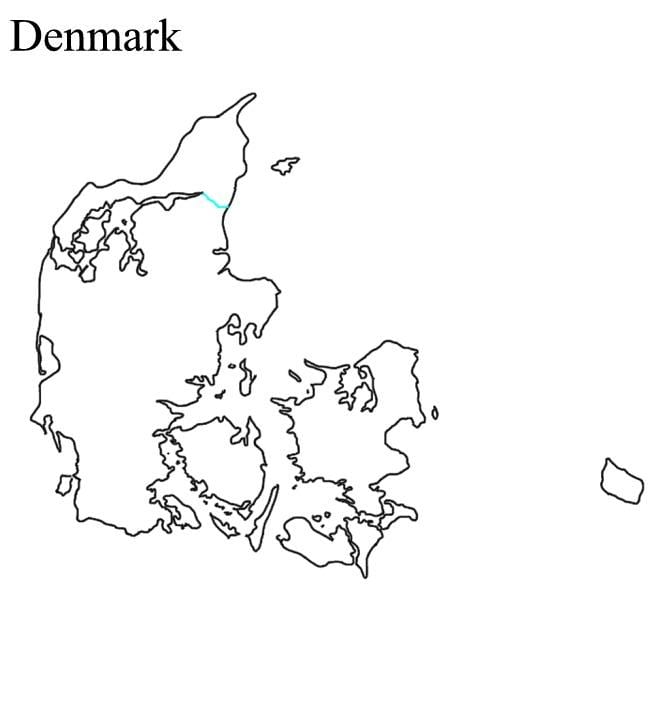 prazen zemljevid danske,