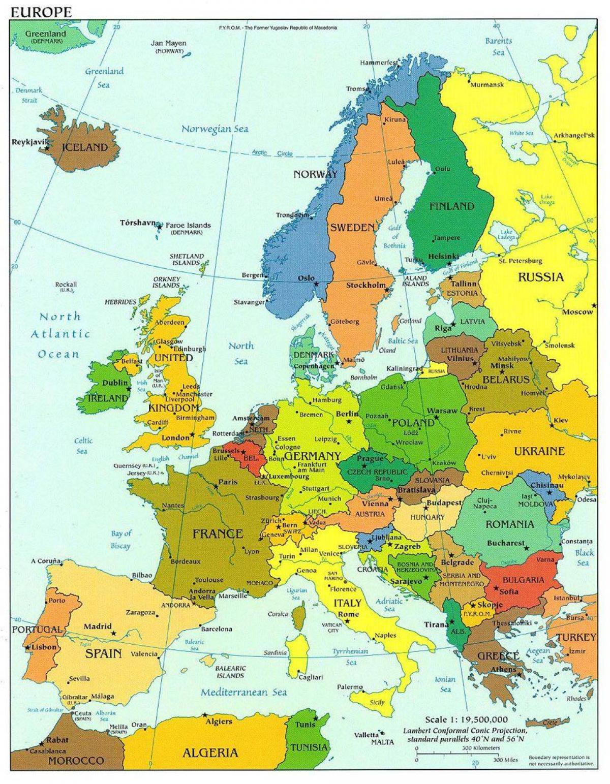 zemljevid evrope kažejo, danska