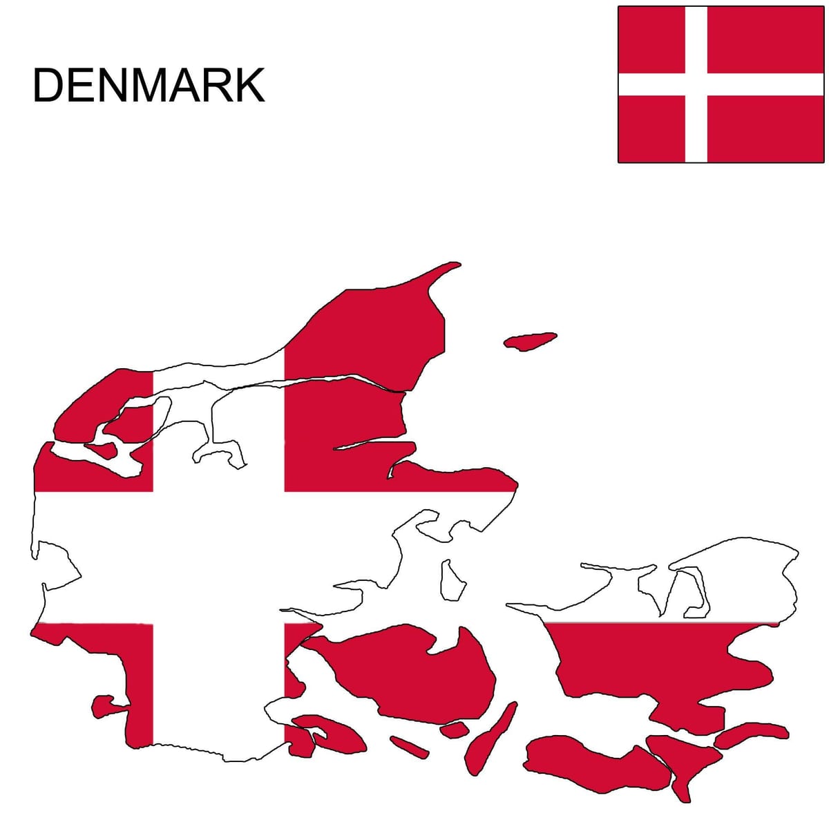 Zemljevid danske zastave