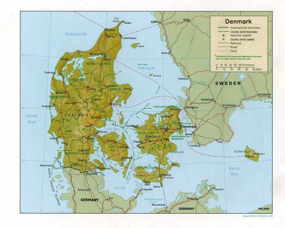 Zemljevid fizično danska