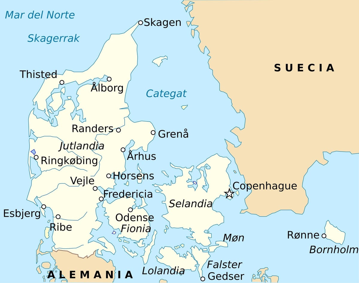 Zemljevid fredericia, danska
