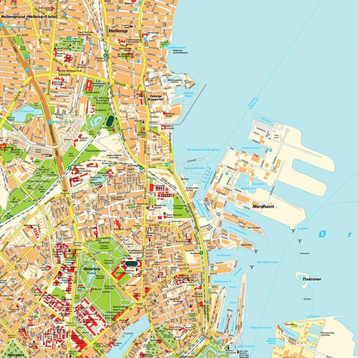 Zemljevid kopenhagnu na danskem
