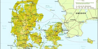 Zemljevid danske geografija 