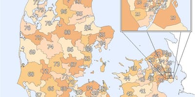 Danska zip kodo zemljevid