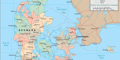 Zemljevid danske, trajekt 